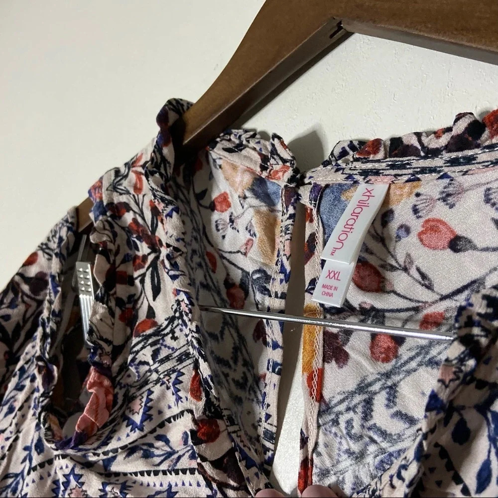 Tunic Mini Dress Cold Shoulder Boho Hippie In Petal Size XXL XHILARATION NWT - Picture 7 of 14